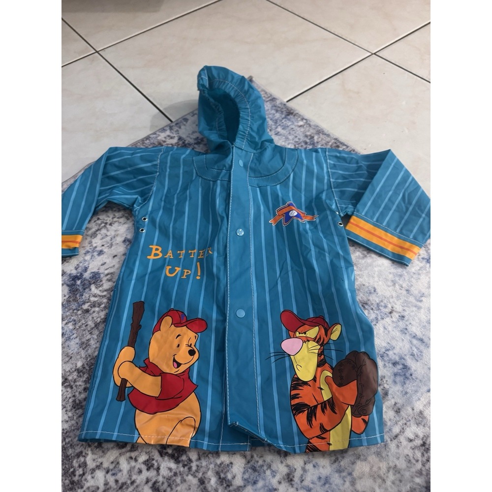 Disney Winnie The Pooh Tigger Raincoat 3T Baseball Batter Up Hooded Vintage 90s